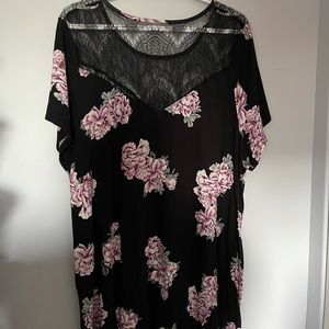 Torrid black lace and floral blouse